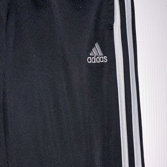 Adidas black white 3 striped track soccer pants Sz M ( 10/12) - Picture 4 of 7